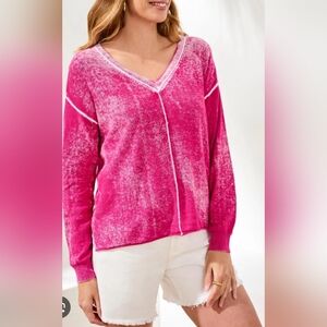 Sundance Cece V-Neck Lightweight Cotton Sweater. Bohemian-style LARGE